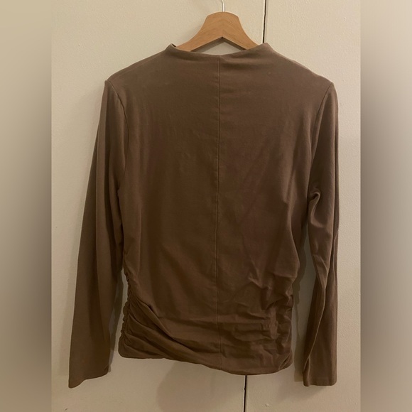 Abercrombie Long-Sleeve Cotton-Blend Seamless Fabric Mockneck Top - Taupe, L - Picture 3 of 3